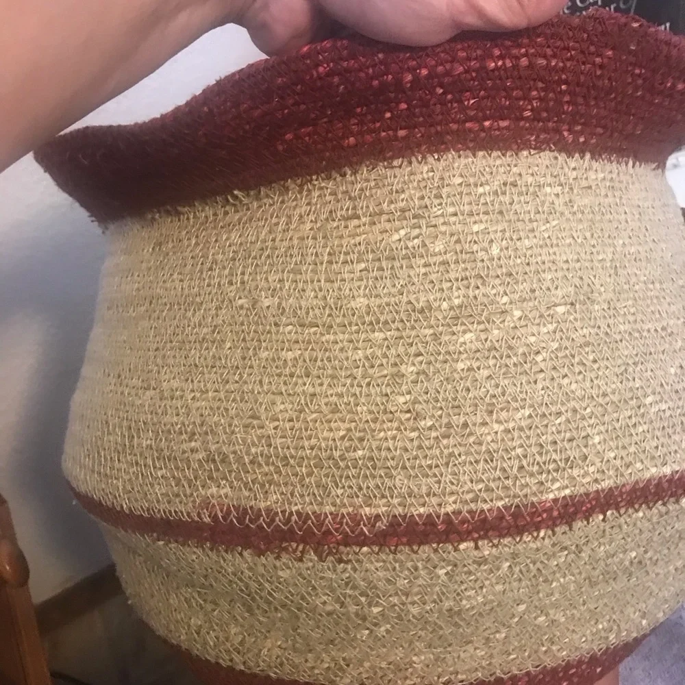 Opalhouse Natural and Burgundy Woven Storage Basket